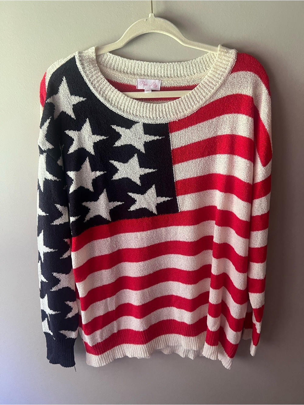 Pink Lily Americana Stars & Stripes Sweater - Red, White & Navy